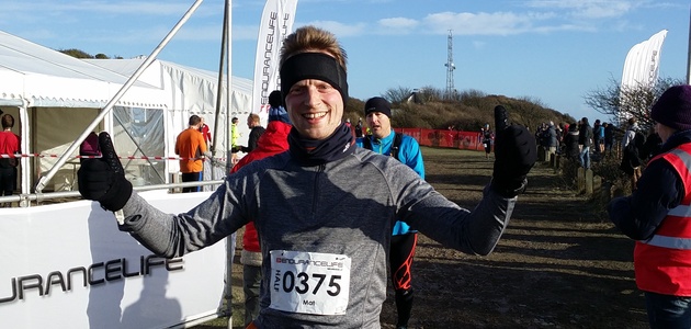 Na mecie 20 km w Dover 20.01.2016, 4 tygodnie po urazie